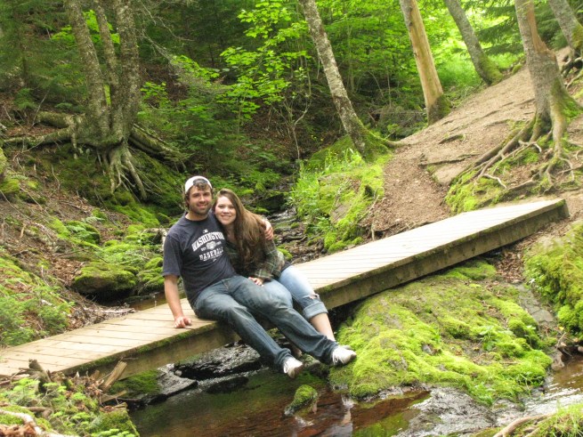 Breeah and I on a bridge on the Dickson Falls trail