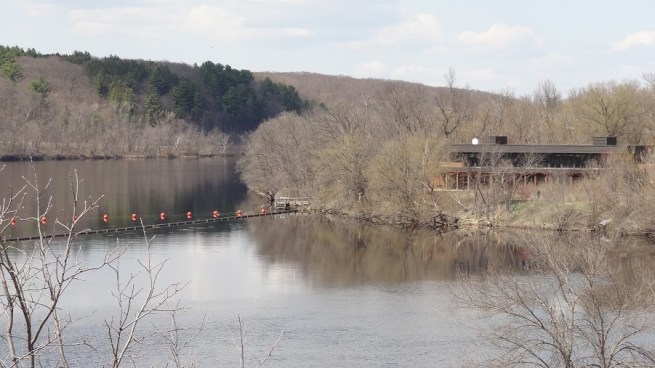 The St. Croix Riverway Visitor Center has a beautiful location in Saint Croix Falls, Wisconsin