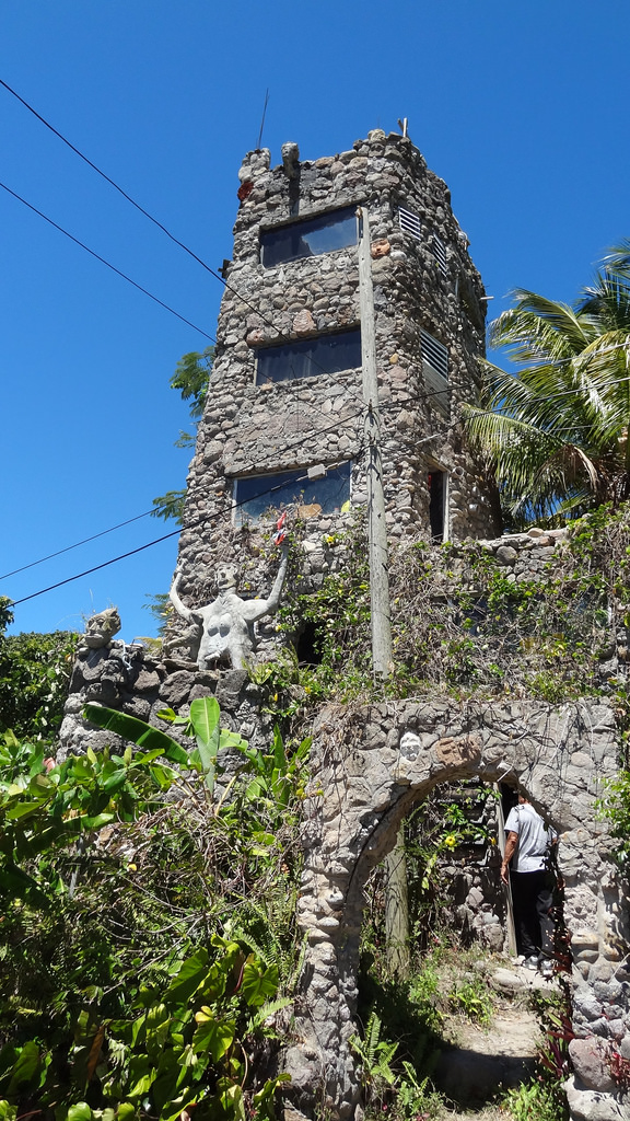 An amazing piece of art, this "skyscaper" house was cobbled together by a local rasta artist who goes by the name Jackie Fire