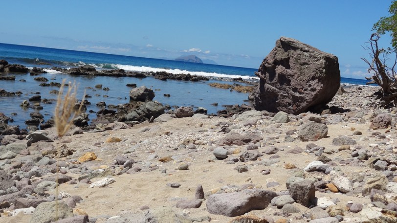 A view from Redonda from the rocky side of Rendezvous Bay