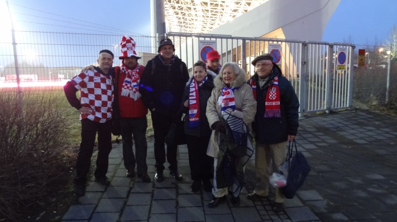 A contingent of Croatian fans before the match in Iceland. The one on the far left, Mario, suggested I contact the Croatian team directly for tickets. 