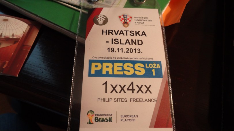 An official World Cup branded press pass. 