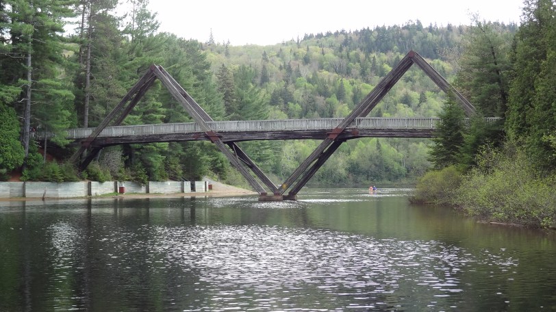 The bridge that marks the beginning of the Les Cascades trail at La Maurcie
