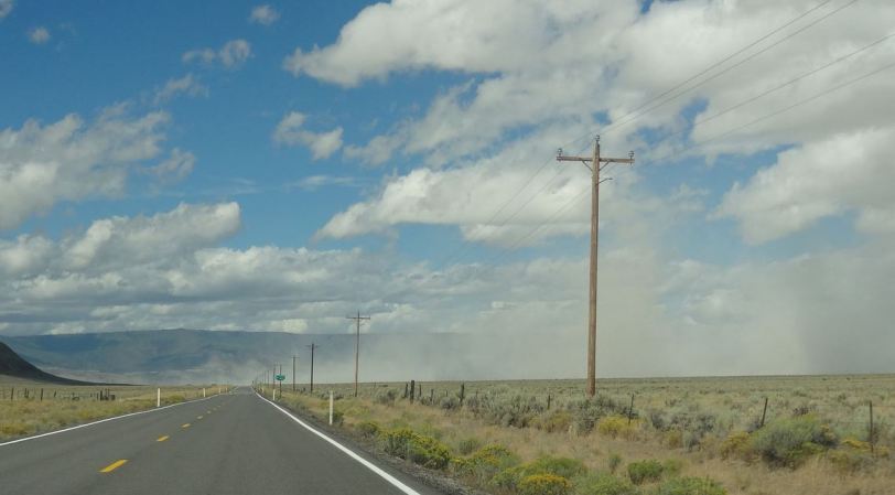Dust blowing around Summer Lake, Oregon
