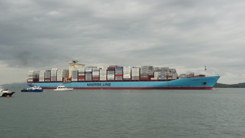 A massive Maersk shipping liner makes its way toward the Panama Canal. This is easily the largest ship I've ever seen with my own eyes - it was just massive. 