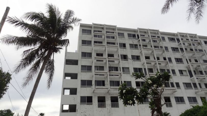 The damage from the 2015 typhoon is apparent along the western coast of Saipan.  