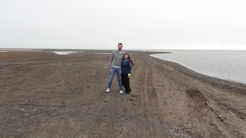 Both of us enjoying a nice, brisk windy September day at the northernmost point of the United States - Point Barrow, Alaska